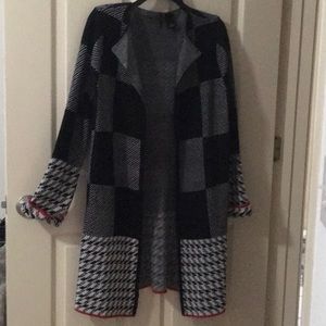 Black & White Plaid Cardigan
